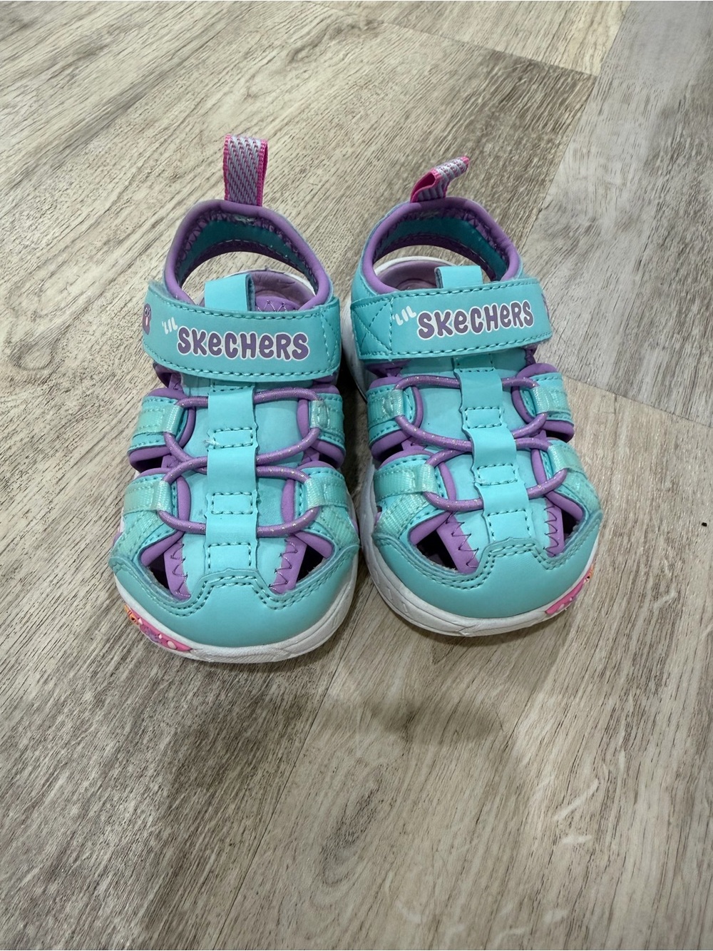 Skechers Kids Aqua and Purple Closed-Toe Sport Sandals